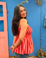 Sunset Stripe Peplum Top