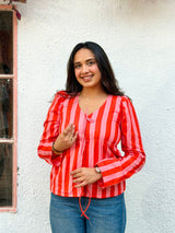 Candy Stripe Tie-Up Top