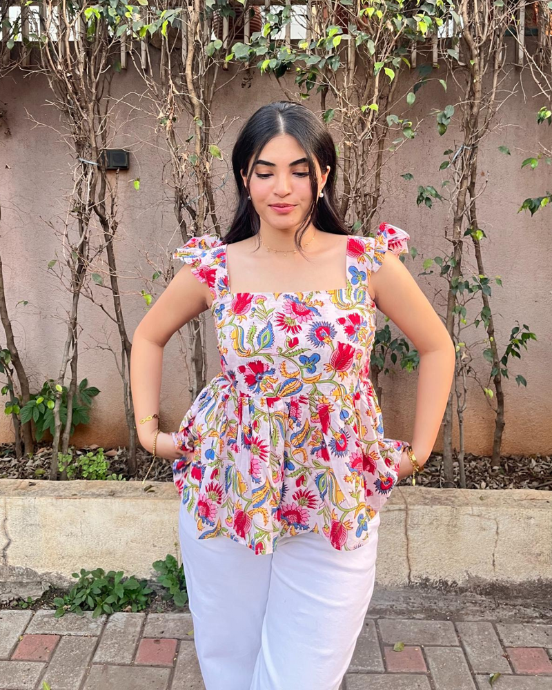 Flora Peplum Top