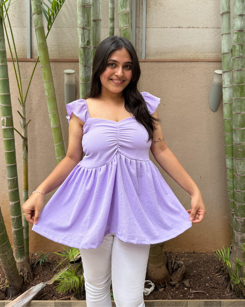 Lilac Peplum Top