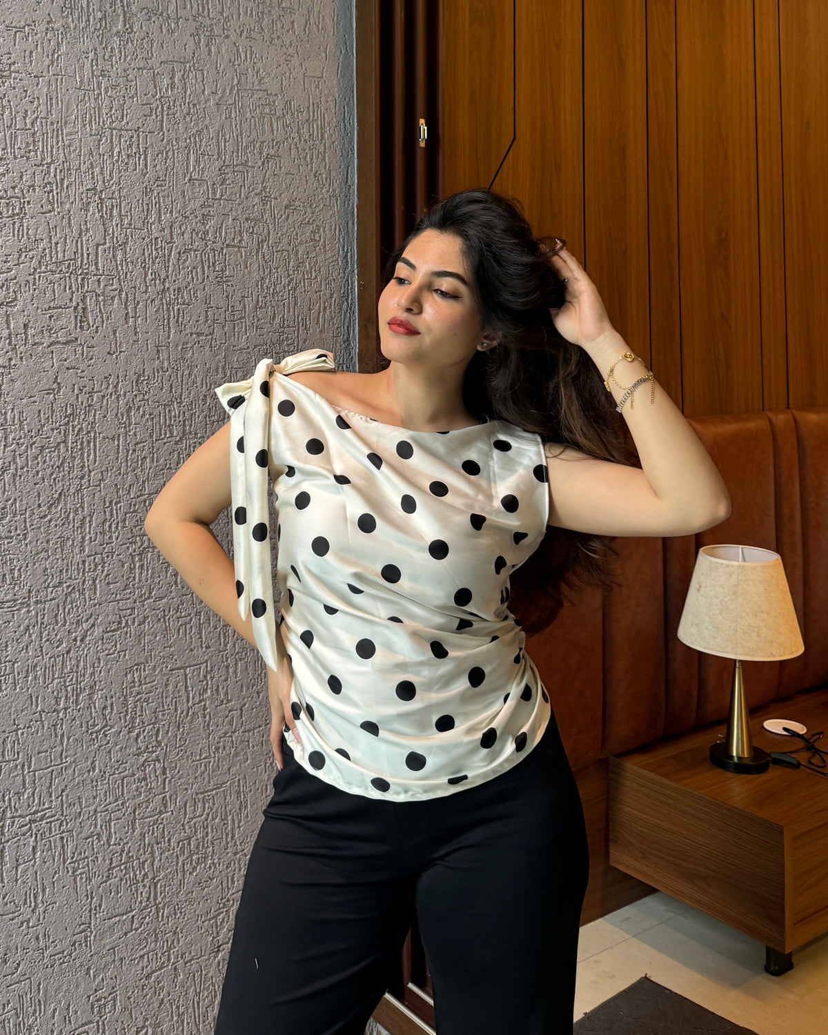 Monochrome Muse Polka-Dot Top