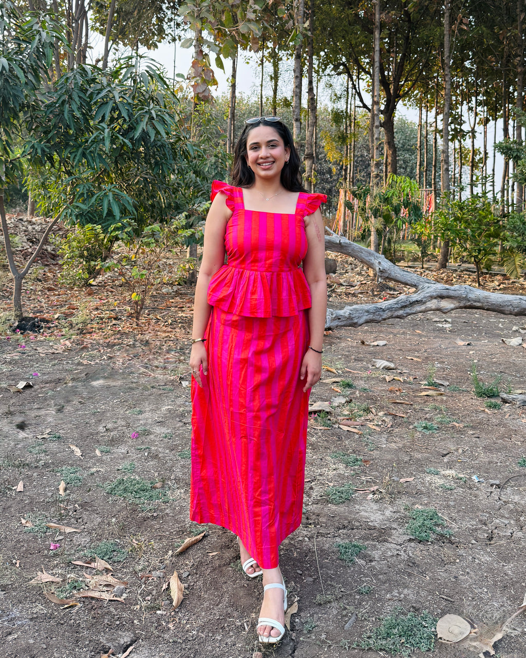 Flamingo Peplum Co-Ord Set