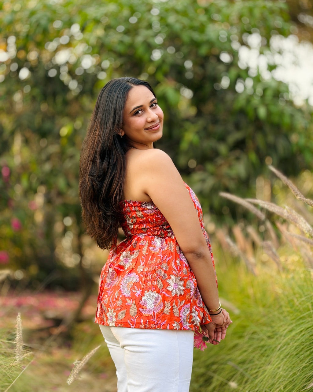 Coral Bloom Halter Top