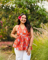 Coral Bloom Halter Top