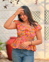 Marigold Bloom Ruffle Top