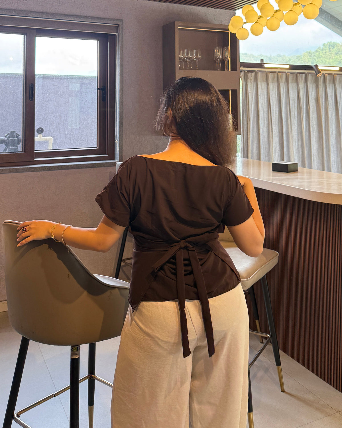 Mocha Tie-Up Muse Top