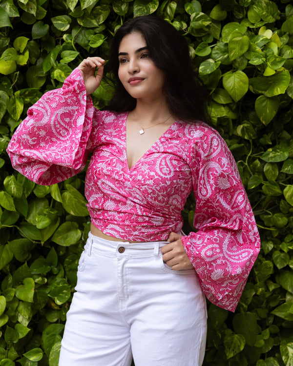 Pink Petal Wrap Top