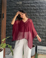 Maroon Muse Cape Set