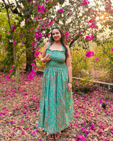 Emerald Bloom Smocked Maxi Dress