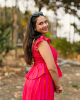 Flamingo Stripe Peplum Top