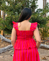 Flamingo Stripe Peplum Top