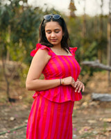 Flamingo Stripe Peplum Top