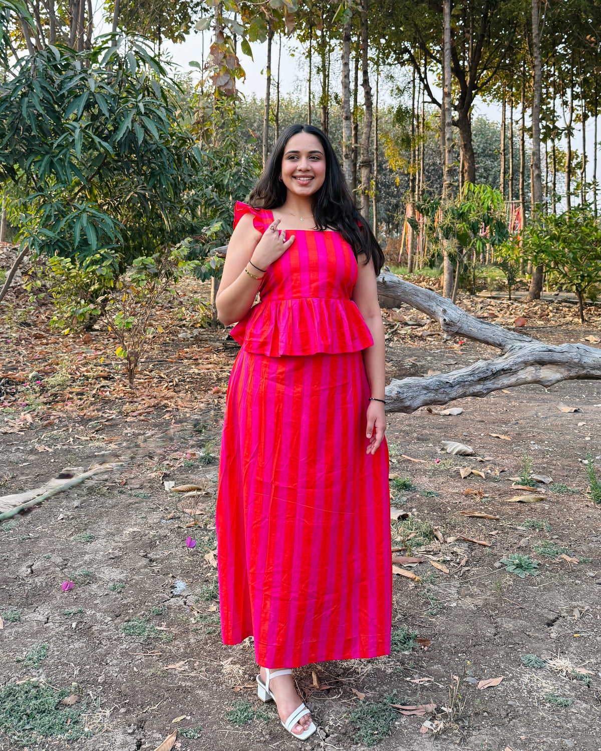 Flamingo Peplum Co-Ord Set