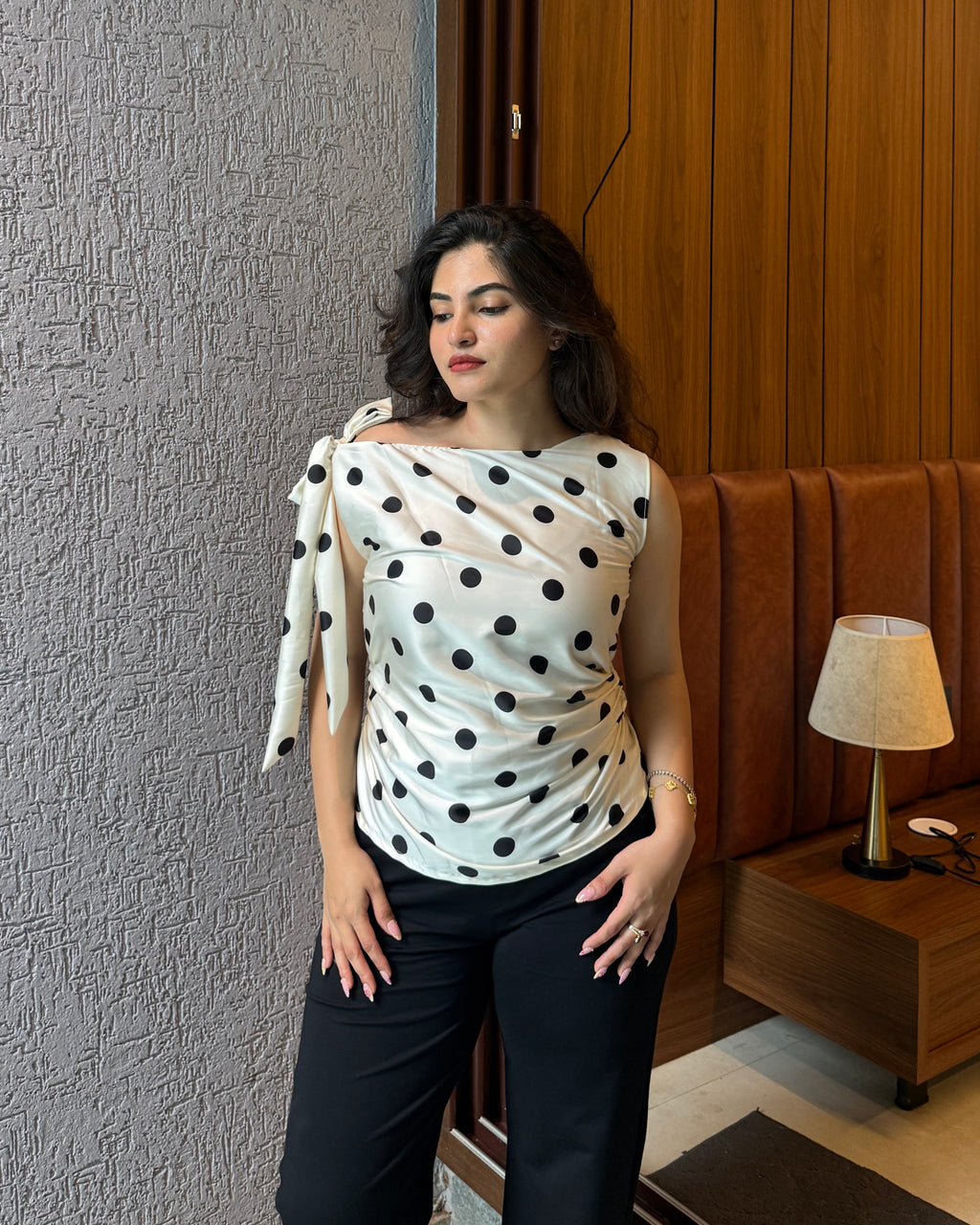 Monochrome Muse Polka-Dot Top