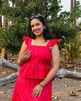 Flamingo Stripe Peplum Top