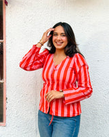 Candy Stripe Tie-Up Top