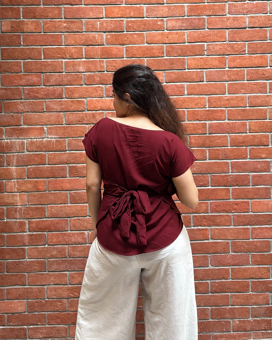 Maroon Muse Tie-Up Top