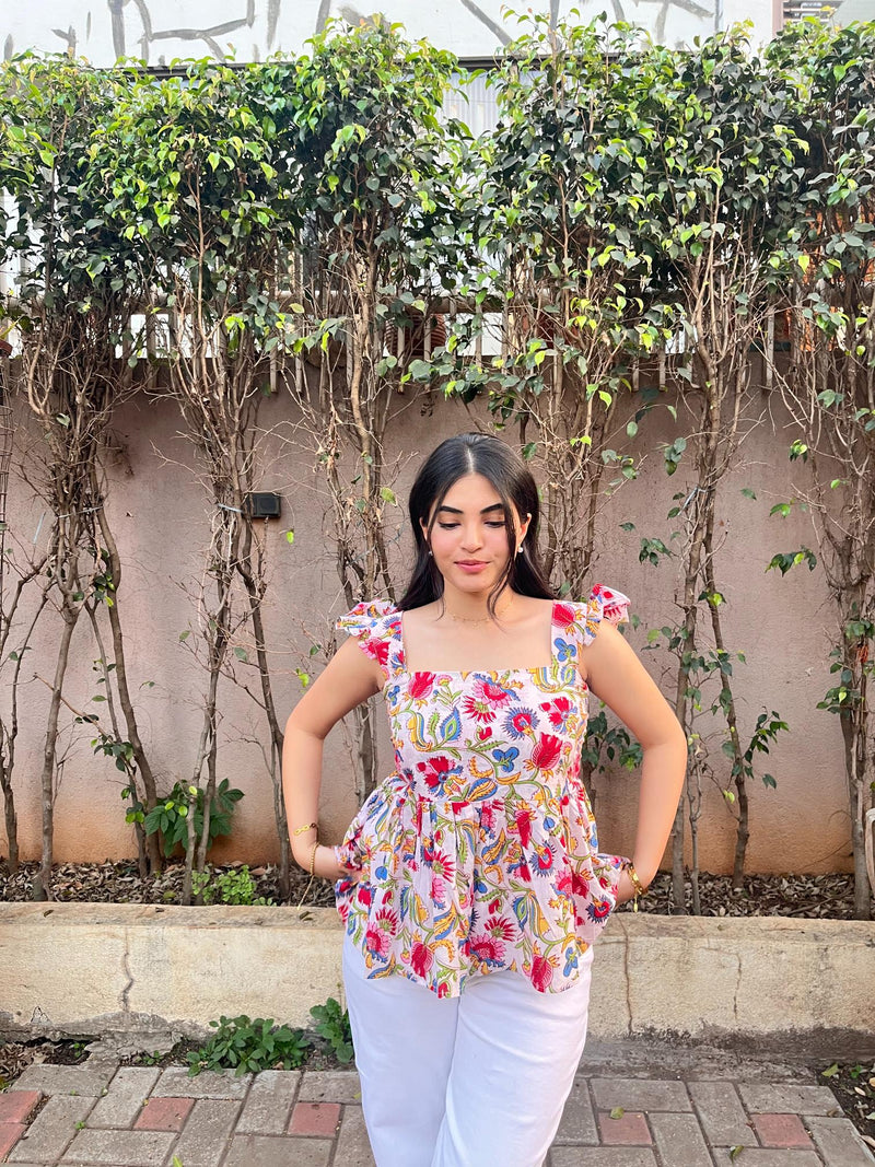 Flora Peplum Top