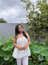 Blue berry bubble hem top