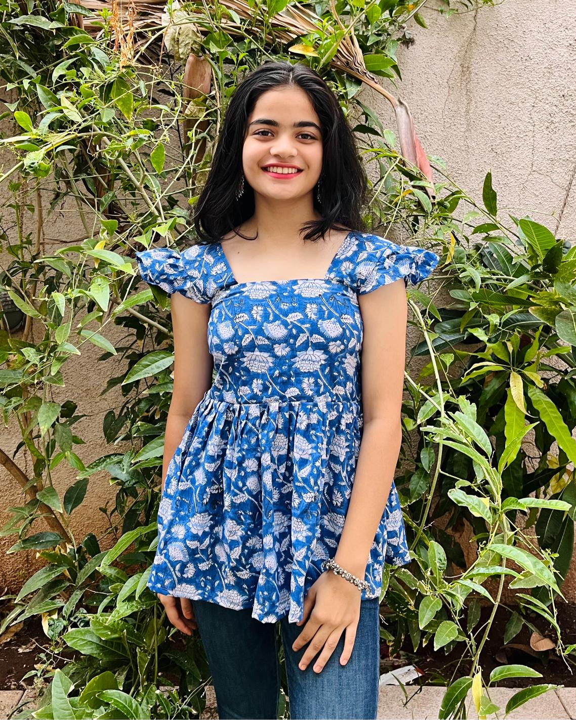 Blue Peplum Top