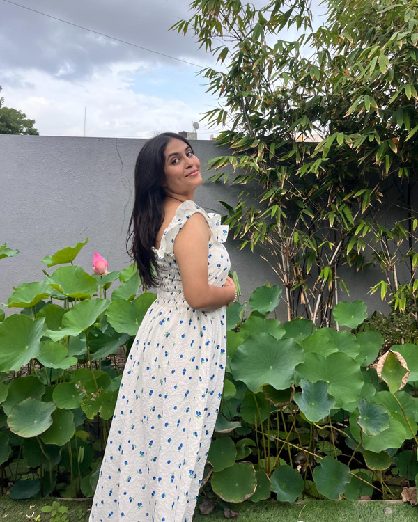 White Smocked Maxi Dress