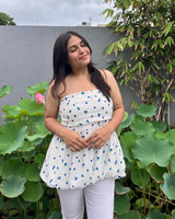 Blue berry bubble hem top